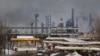Smoke rises over the Ryazan oil refinery after what Russian officials said was a Ukrainian drone strike on March 13.
