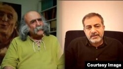 از راست: علیرضا بهشتی شیرازی، فعال سیاسی و کیوان صمیمی، فعال ملی-مذهبی و روزنامهنگار