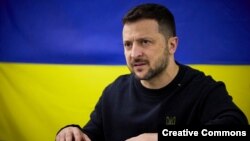 Ukrajinski predsjednik Volodimir Zelenski u obraćanju na vijeću Ukrajine i NATO-a 19. aprila 2024. 