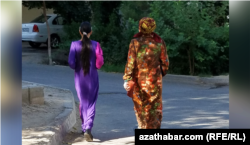 Working women in Turkmenistan are forced to submit a written pledge to management that they won't wear tight-fitting clothes or use heavy makeup.