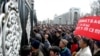 Supporters of Rysbek Akmatbaev protesting in Bishkek on March 31