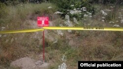 Armenia - A landmine warning sign in Syunik province bordering Azerbaijan, 3 July 2016.