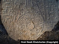 A detail of a 12th-century khachkar (cross-stone) in Handaberd, a fortress in the Kalbajar region.
