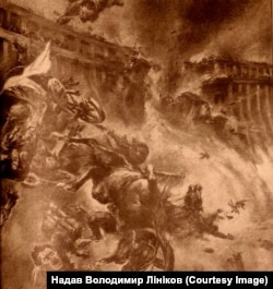 A German illustration of the 1941 dam destruction, published in 1942