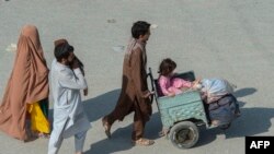 پر تورخم دروازه دواړو غاړو ته د تېرېدونکو وګړو سامانونه په وړوکې رېړۍ کې وړل کېږي 