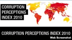 World -- Transparency International. Corruption perceptions results 2010