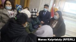 The women demanded that Mayor Baqytzhan Saghyntaev meet with them while chanting, "Saghyntaev, come out!" The mayor sent two emissaries instead.