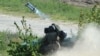 A Ukrainian soldier launches a U.S. antitank missile during training outside Kyiv in May 2018.