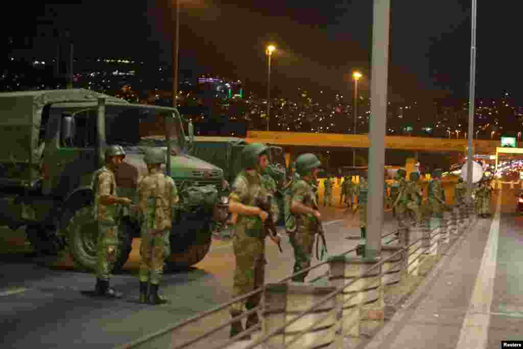 At around 7:30 p.m. on July 15, members of the Turkish military blocked access to the Bosphorus bridge, which links Istanbul's European and Asian sides. 