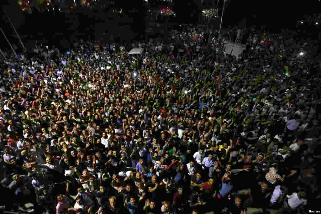 Thousands demonstrated outside Ataturk international airport in Istanbul during the attempted coup.