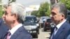 Armenia - President Serzh Sarkisian (L) and his chief bodyguard Vachagan Ghazarian (R), 11 July 2015.