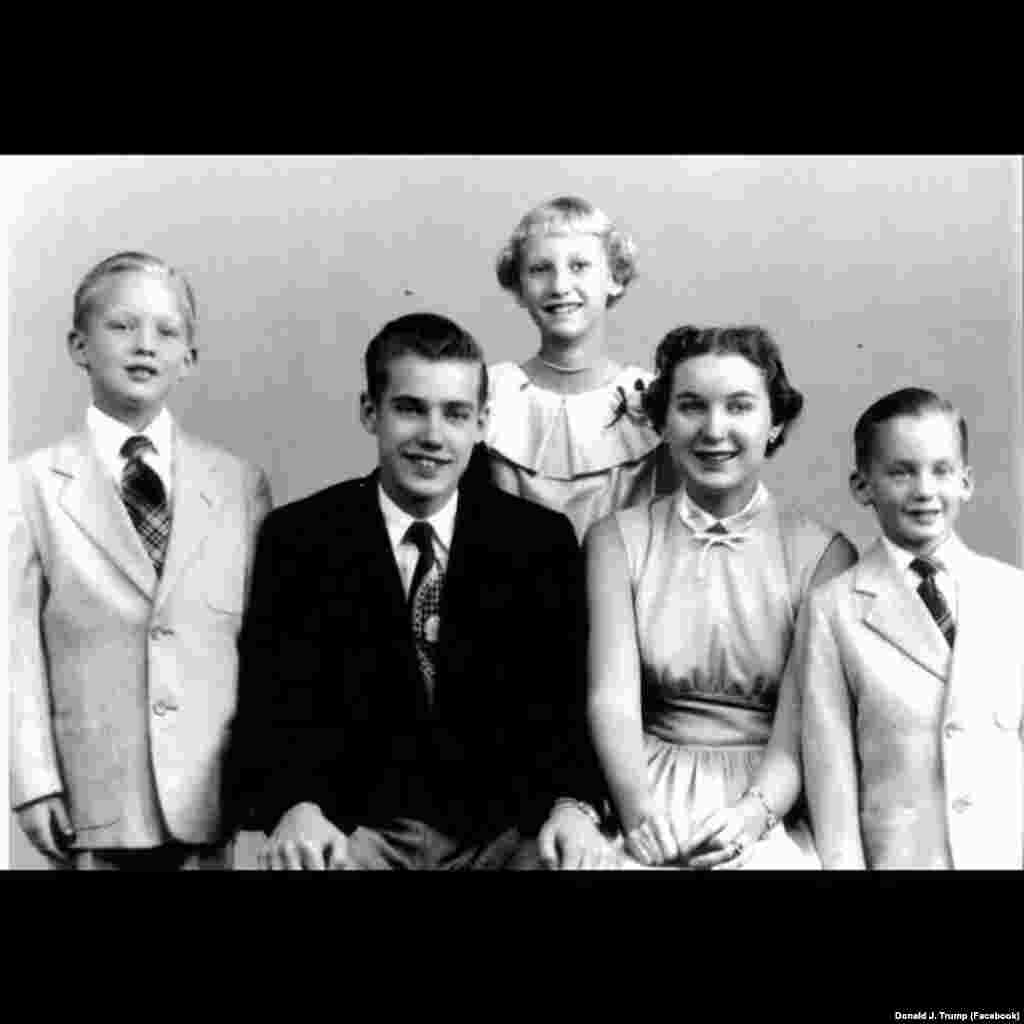 Trump (left), the fourth of five children, poses for a family photo. His father, Fred Trump, was a successful New York real estate developer who loaned his son millions to help him start and build his business empire.