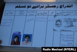 Raveena’s entry in Mian Javed’s conversion logbook, which Radio Mashaal was able to review.