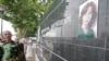 A portrait of slain rights activist Natalya Estemirova on a memorial in Grozny to journalists who have died in the fight for free speech
