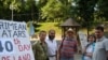 Crimean Tatars continue to protest in front of the government building in Kyiv, demanding the return of land seized during World War II.