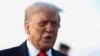 US President Donald Trump speaks to reporters at Joint Base Andrews.