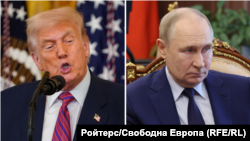 A composite image shows US President Donald Trump (left) and Russian President Vladimir Putin (right).