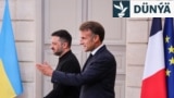 Ukrainanyň prezidenti Wolodymyr Zelenskiý (çepde) we Fransiýanyň prezidenti Emmanuel Makron. 4-nji sentýabr, 2025 ý. Pariž ş. Fransiýa.