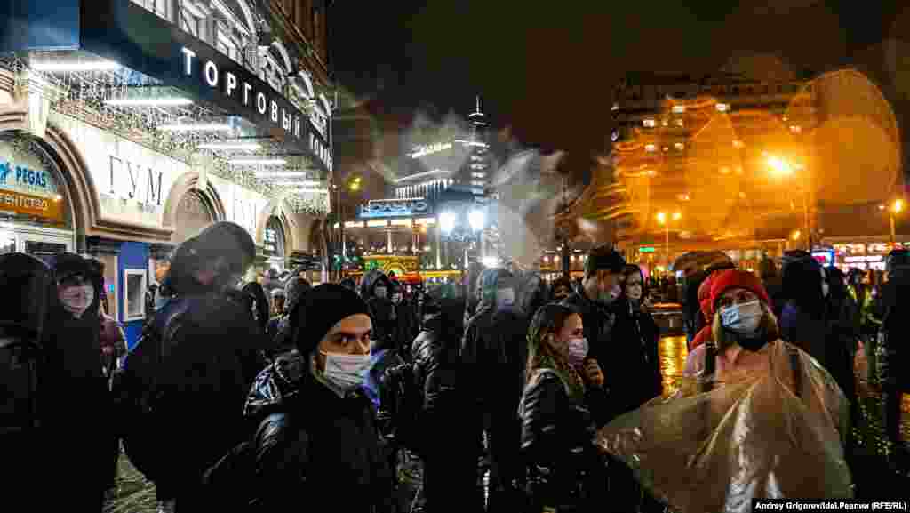 Demonstrators in Kazan. Other protests took place in dozens of cities. 