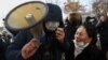 Participants in a rally in support of the Nur Otan party in Almaty on January 10. 