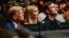 Former U.S. President Donald Trump (left), his daughter Ivanka Trump (center), and her husband, Jared Kushner, attend a mixed-martial-arts event at the Kaseya Center in Miami, Florida, on March 9.