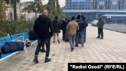 The pilots and other Afghan refugees are waited at the airport in the Tajik capital, Dushanbe, for a flight organized by the U.S. government. 