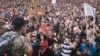Protest leader Nikol Pashinian addresses a rally in his hometown of Ijevan on April 28.